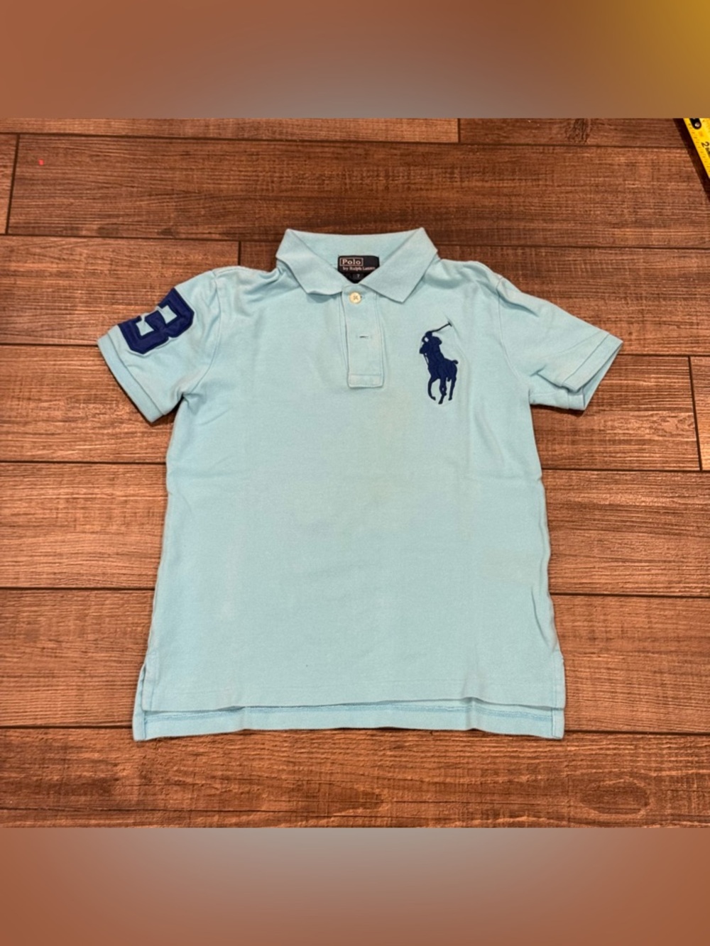 Polo Ralph Lauren Polo Shirt Blue Big Pony Logo Youth Boys Size 7 Embroidered